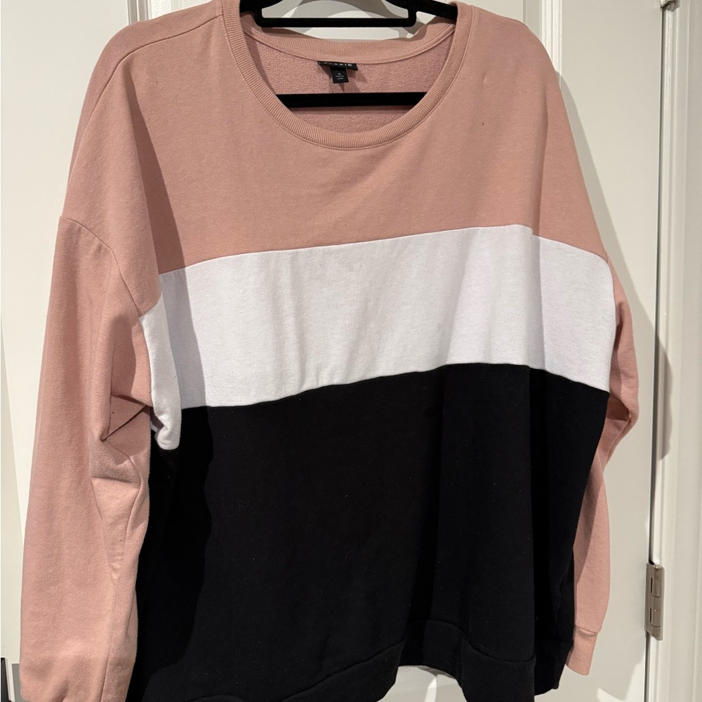 Torrid Pink, White, and Black Colorblock Sweatshirt